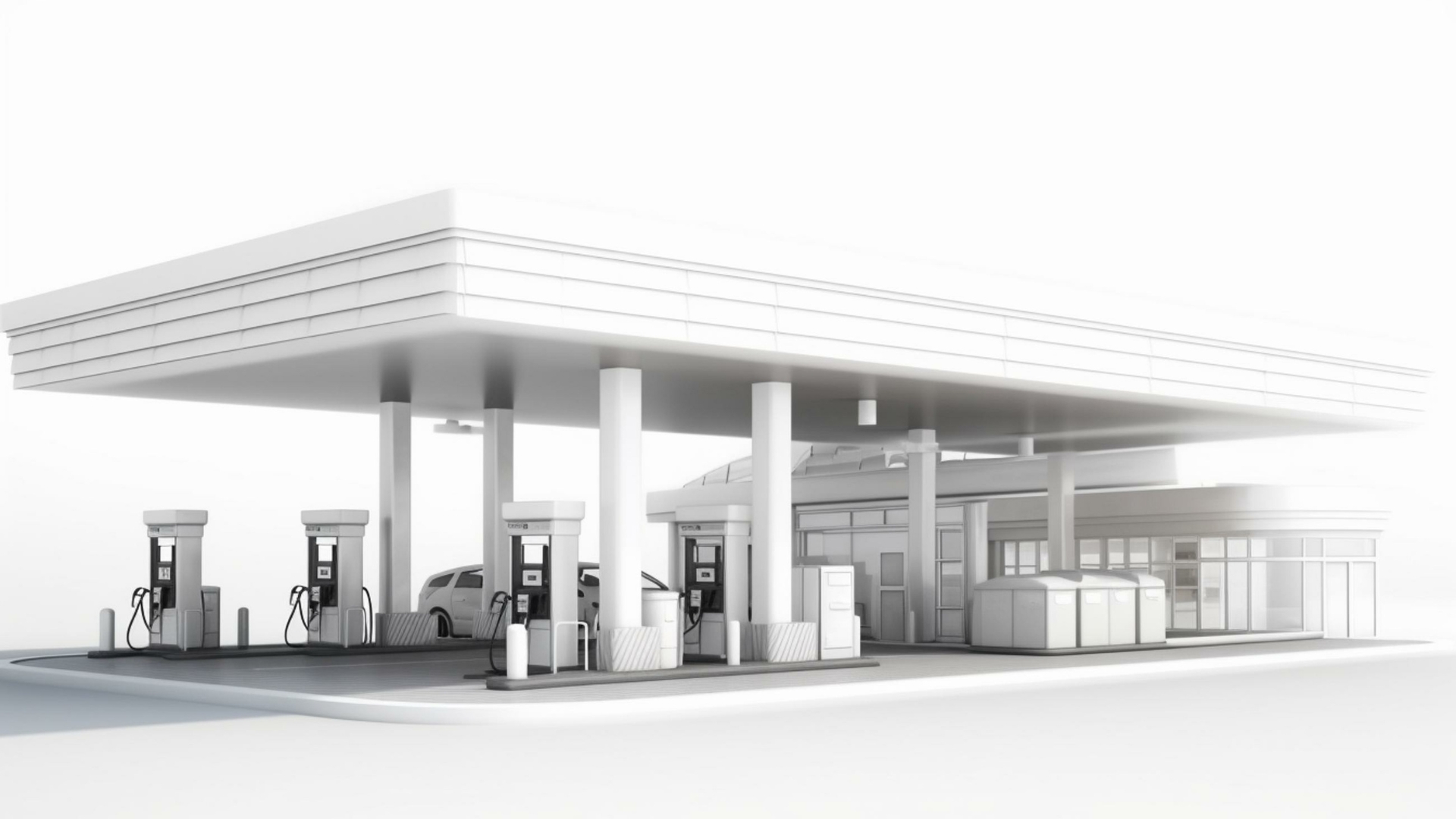 A gas station with cars