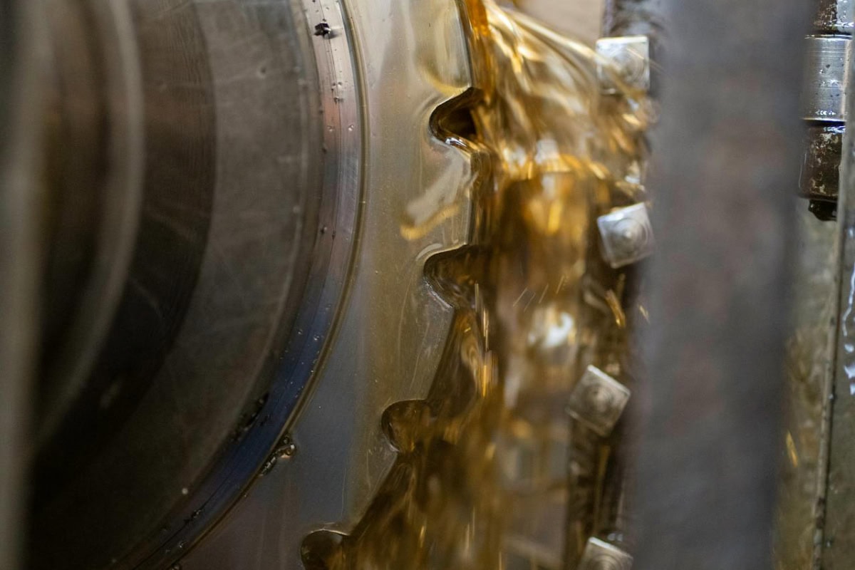 Industrial Gear Lubrication Process in Action